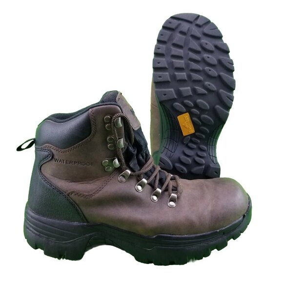 ✅Everest Bob Waterproof Brown Leather Hiking Boots Mens 10 Outdoor Trail Shoes - Picture 2 of 10